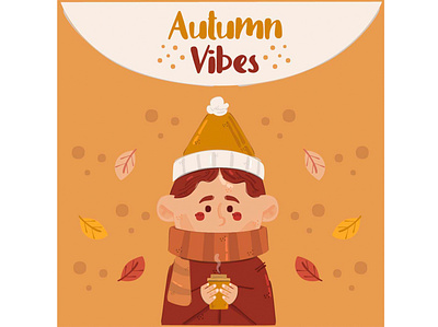 Cozy Autumn with Man Illustration autumn cozy illustration leaves man nature season summer vector winter