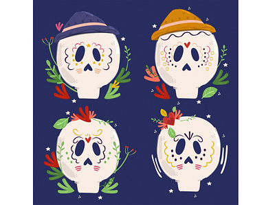 Day of The Dead Skulls Mexico Celebration Illustration celebration day dead holiday illustration mexico november skeleton skull vector