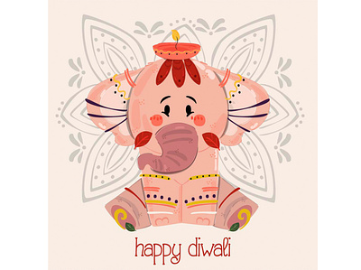 Happy Diwali with Elephant Illustration celebration diwali elephant festival greeting happy illustration india light vector