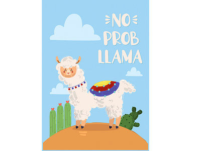 No Prob Llama with Llama Character Illustration