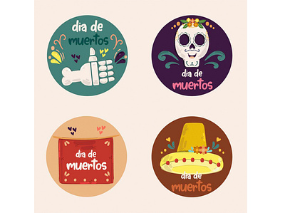 Day of the Dead Labels Illustration badge celebration day dead holiday illustration label mexico november vector