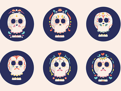 Day of the Dead Skull Labels Illustration badge celebration day dead holiday illustration label mexico skull vector