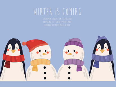 Winter is Coming Christmas Background Illustration background christmas greeting holiday illustration merry penguin snowman vector winter