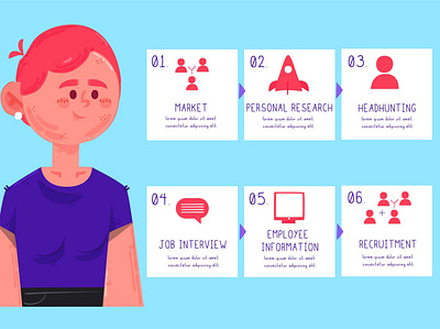 Hiring Process Concept Illustration concept employee hire illustration interview job process recruitment timeline vector