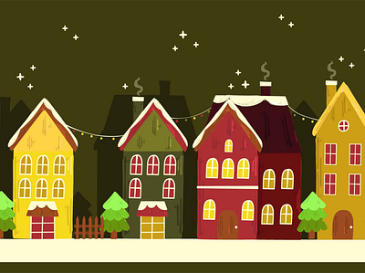 Christmas Village Illustration background christmas decoration display illustration park snow vector village wallpaper