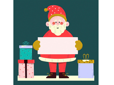 Santa Holding Blank Banner Illustration background banner christmas claus costume face gift illustration santa vector