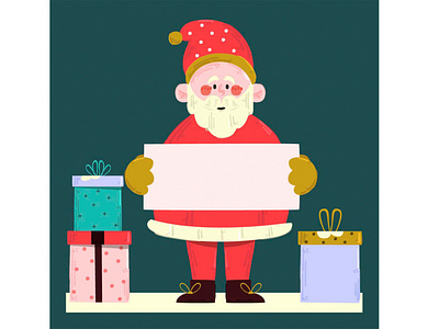 Santa Holding Blank Banner Illustration