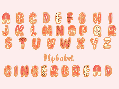 Gingerbread Cookies Alphabet Letters Illustration alphabet bread cake christmas cookies decoration ginger illustration letter vector