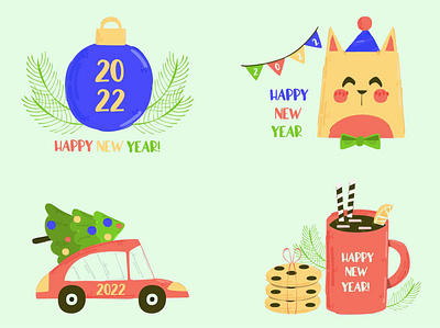 New Year 2022 Badges Illustration 2022 badges celebration greeting happy illustration new vector wishes year