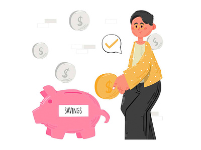 Saving Money Concept Illustration business cash concept dollar finance illustration life money person vector
