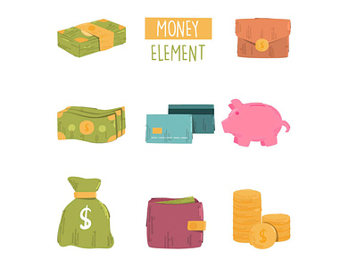 Money Elements Illustration bank dollar economy element illustration money payment tax vector wallet