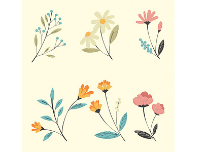 Spring Flower Set Illustration