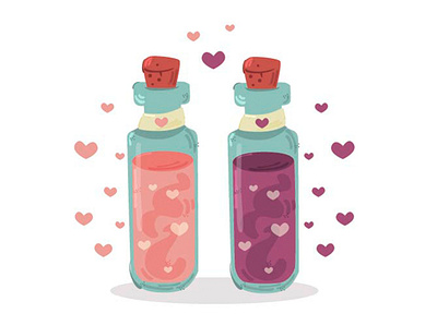 Love Potion in Bottle Illustration bottle cartoon heart illustration love poison potion relationship valentine vector