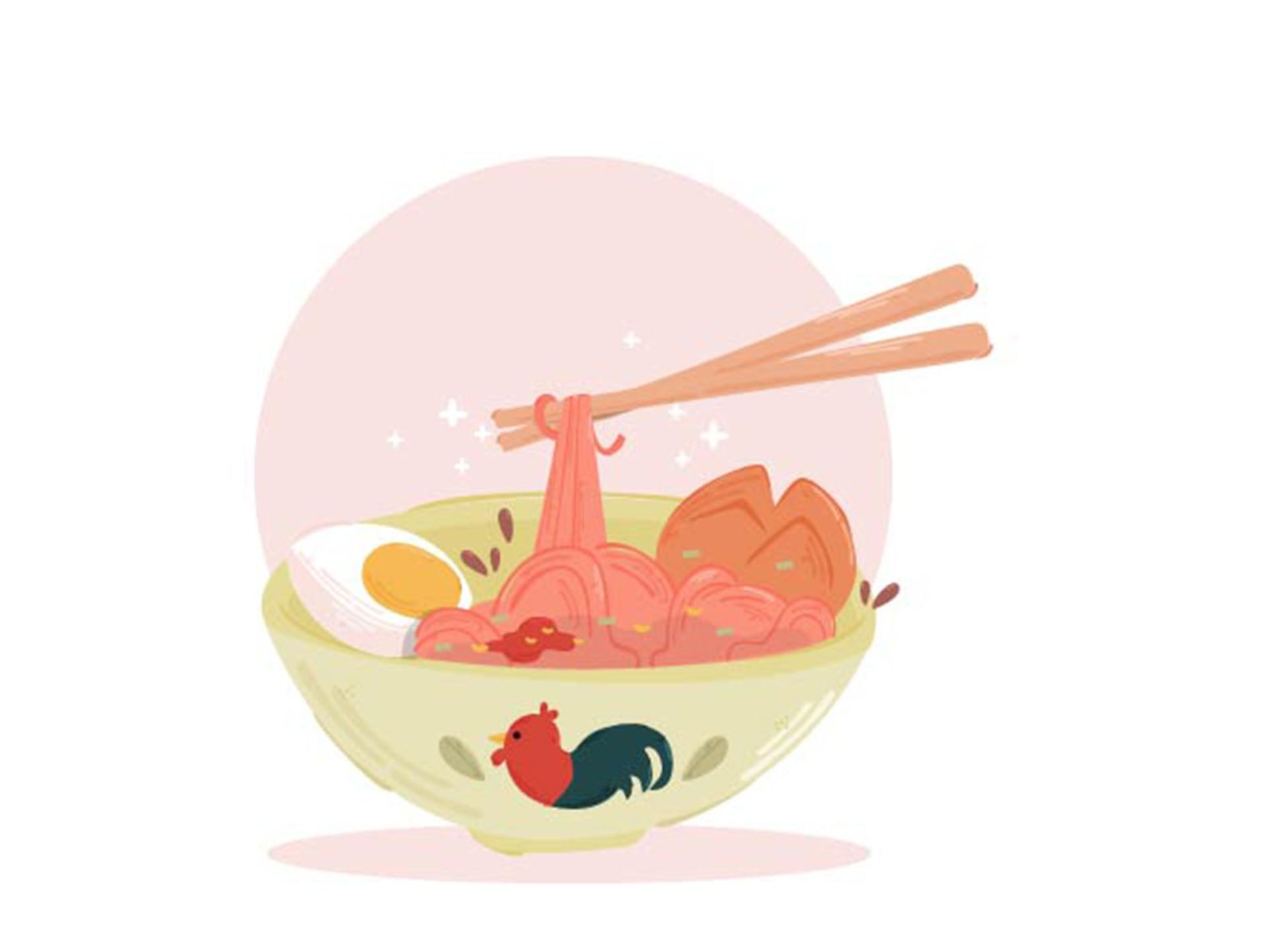 Delicious Thai Noodle Illustration background bowl food illustration noodle pasta pork soup thailand vector
