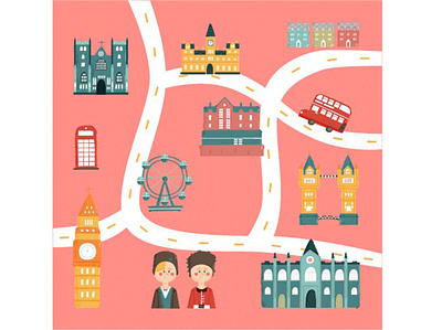 United Kingdom Map Design Illustration city country design england europe illustration london map united kingdom vector