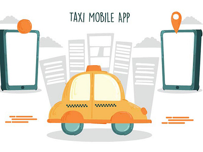Taxi Mobile App Service Illustration app background car driver illustration mobile service taxi transportation vector