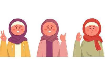 Muslim Women Characters Illustration cartoon character girl hijab illustration islam muslim religion vector women