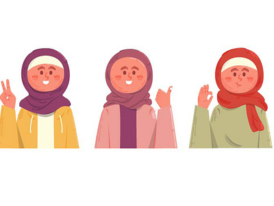 Muslim Women Characters Illustration