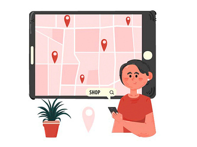 Search and Find Store Location Illustration cartoon gps illustration information location map search shop store vector