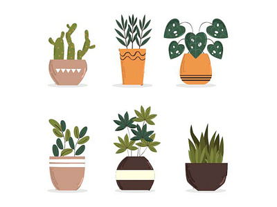 Set of Decorative Houseplants Illustration