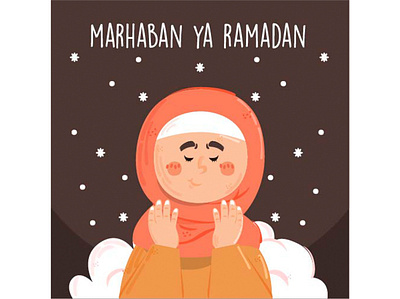Marhaban Ya Ramadan with Kid Illustration greeting illustration islam kareem kid marhaban muslim ramadan ramadhan vector