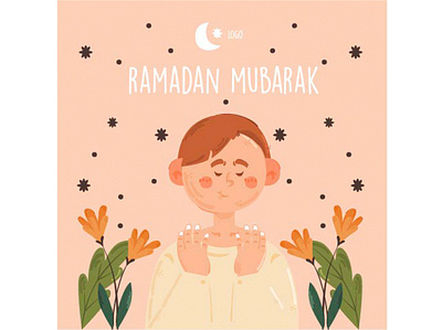 Ramadan Mubarak with Kid Illustration illustration islam kareem kid marhaban mubarak muslim ramadan ramadhan vector
