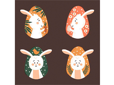 Easter Egg Bunnies Illustration bunny decoration easter egg festival gift holiday illustration rabbit vector