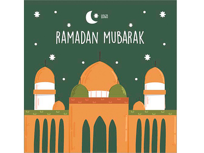 Ramadan Mubarak with Mosque Illustration