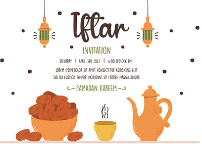 Iftar Invitation Ramadan Kareem Concept Illustration background concept iftar illustration invitation kareem muslim ramadan ramadhan vector