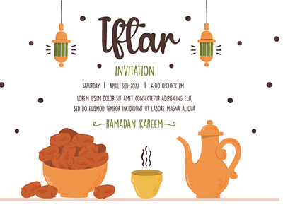 Iftar Invitation Ramadan Kareem Concept Illustration background concept iftar illustration invitation kareem muslim ramadan ramadhan vector