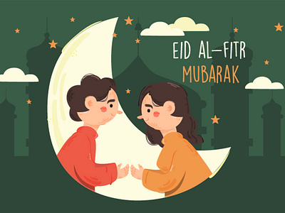 Eid Al-Fitr Mubarak Concept Illustration