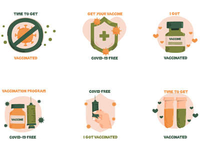Vaccination Campaign Badges Illustration bacteria badges campaign health illustration immune label vaccine vector virus