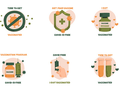 Vaccination Campaign Badges Illustration