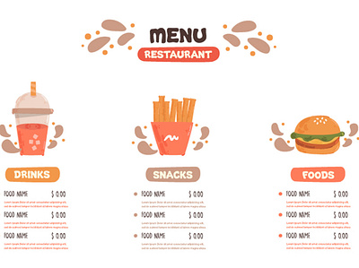 Menu Restaurant Concept Illustration breakfast cafe concept dinner food illustration lunch menu restaurant vector