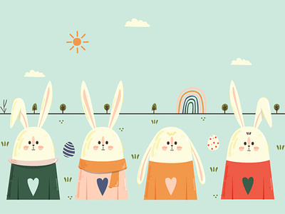 Easter Bunny Characters Illustration background bunny character easter egg greeting illustration pascha rabbit vector