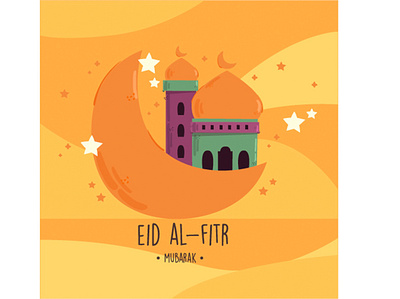 Eid Al-Fitr Mubarak Greeting Illustration al fitr celebration eid greeting illustration islam mubarak muslim ramadan vector