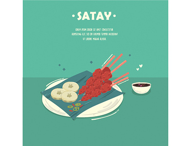 Delicious Satay Indonesia Food Illustration beef chicken dish food illustration indonesia menu satay sauce vector