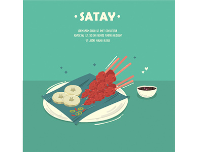 Delicious Satay Indonesia Food Illustration beef chicken dish food illustration indonesia menu satay sauce vector