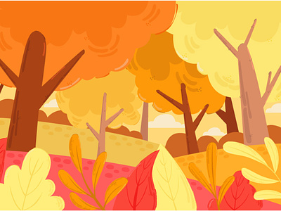 Autumn Landscape Background Illustration autumn background forest illustration landscape leaves nature orange season vector