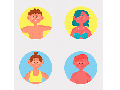 People with Sunburn (2) Illustration beach body burn face illustration people skin sun sunburn vector