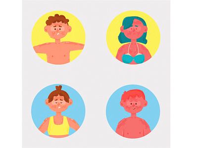 People with Sunburn (2) Illustration