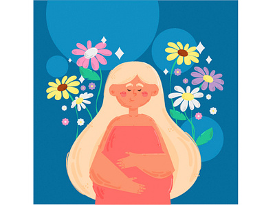 Floral Pregnancy Woman Illustration baby beautiful floral illustration mom mother pregnancy pregnant vector woman