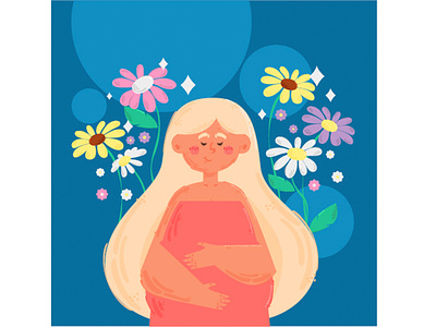 Floral Pregnancy Woman Illustration