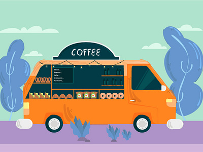 Mobile Coffee Modern Street Food Illustration