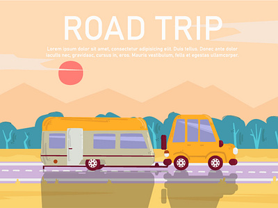 Road Trip Background Illustration background car family illustration road summer travel trip vacation vector