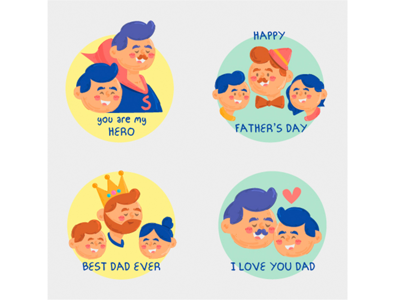 Father's Day Badges Illustration badges daddy daughter day father holiday illustration papa son vector
