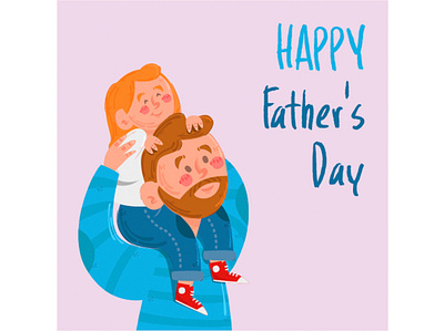 Cartoon Father's Day Illustration cartoon daddy daughter day father illustration papa parent son vector