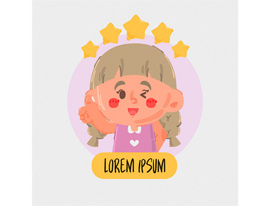 Product Review with Girl Icon Logo Illustration