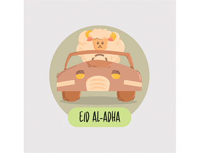 Eid Al-Adha with Sheep Driving Car Illustration adha car eid icon illustration logo mubarak muslim sheep vector