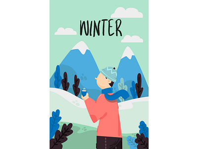 Winter Season Portrait Background Illustration